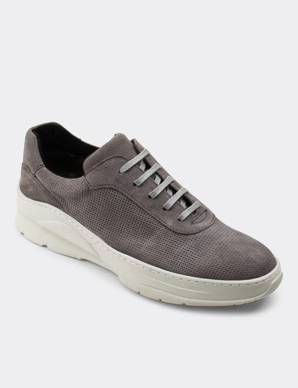 Gray Suede Leather Sneakers - 01879MGRIC01