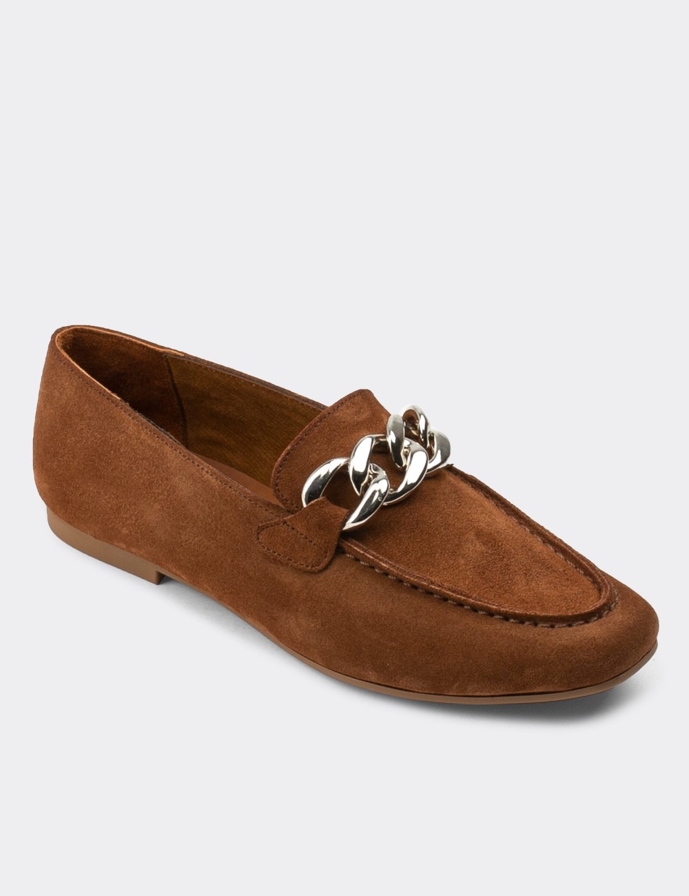 Tan Suede Leather Loafers - 01915ZTBAC01