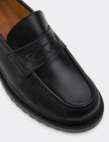Black  Leather Loafers - 01903ZSYHP02