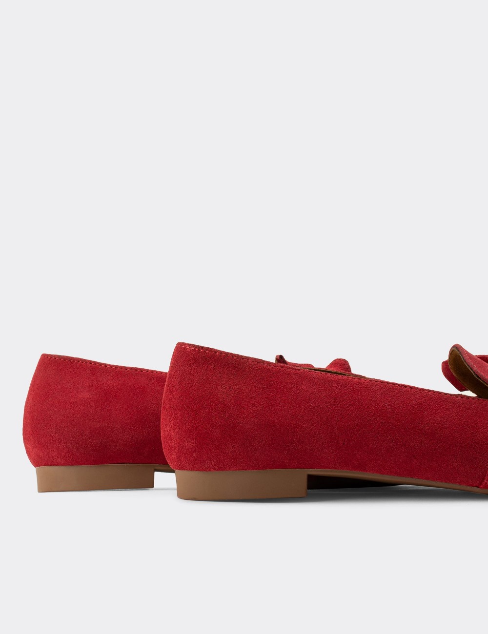 Red Suede Leather Loafers - 01898ZKRMC01