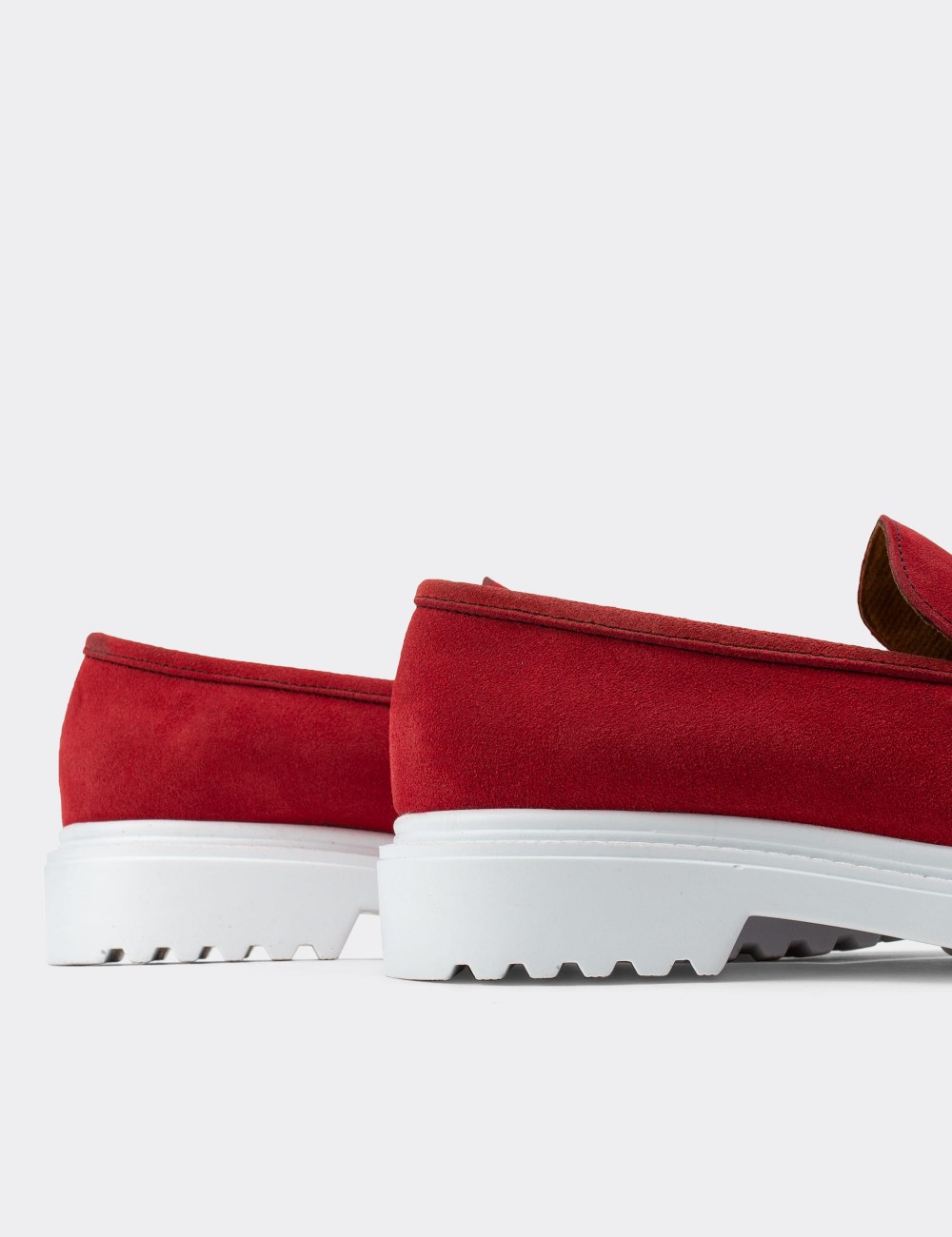 Red Suede Leather Loafers - 01902ZKRMP01
