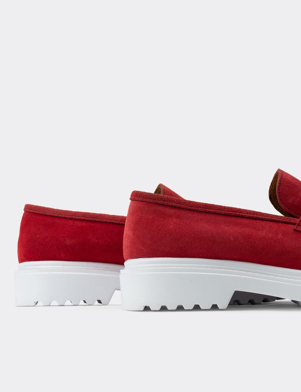 Red Suede Leather Loafers - 01903ZKRMP01