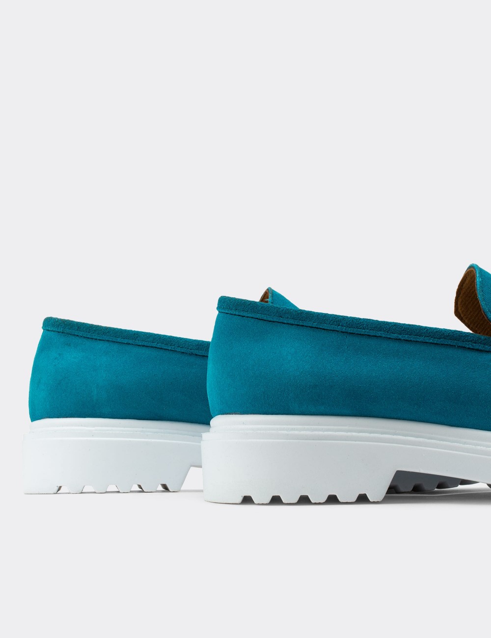 Turquoise Suede Leather Loafers - 01902ZTRKP01
