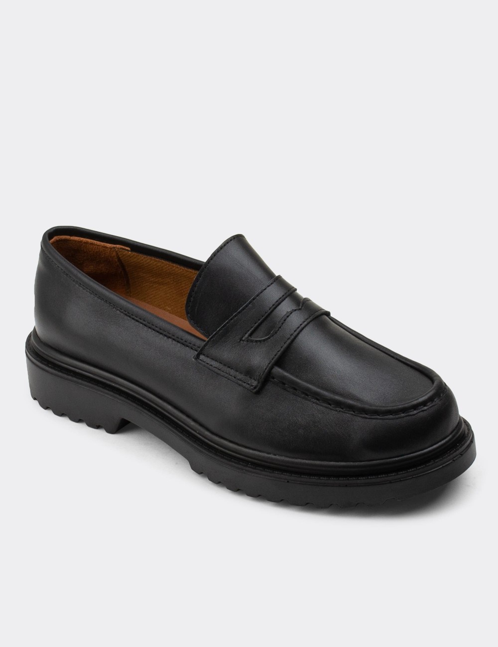 Black  Leather Loafers - 01903ZSYHP02