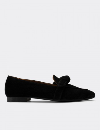Black Suede Leather Loafers - 01898ZSYHC02