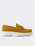 Yellow Suede Leather Loafers