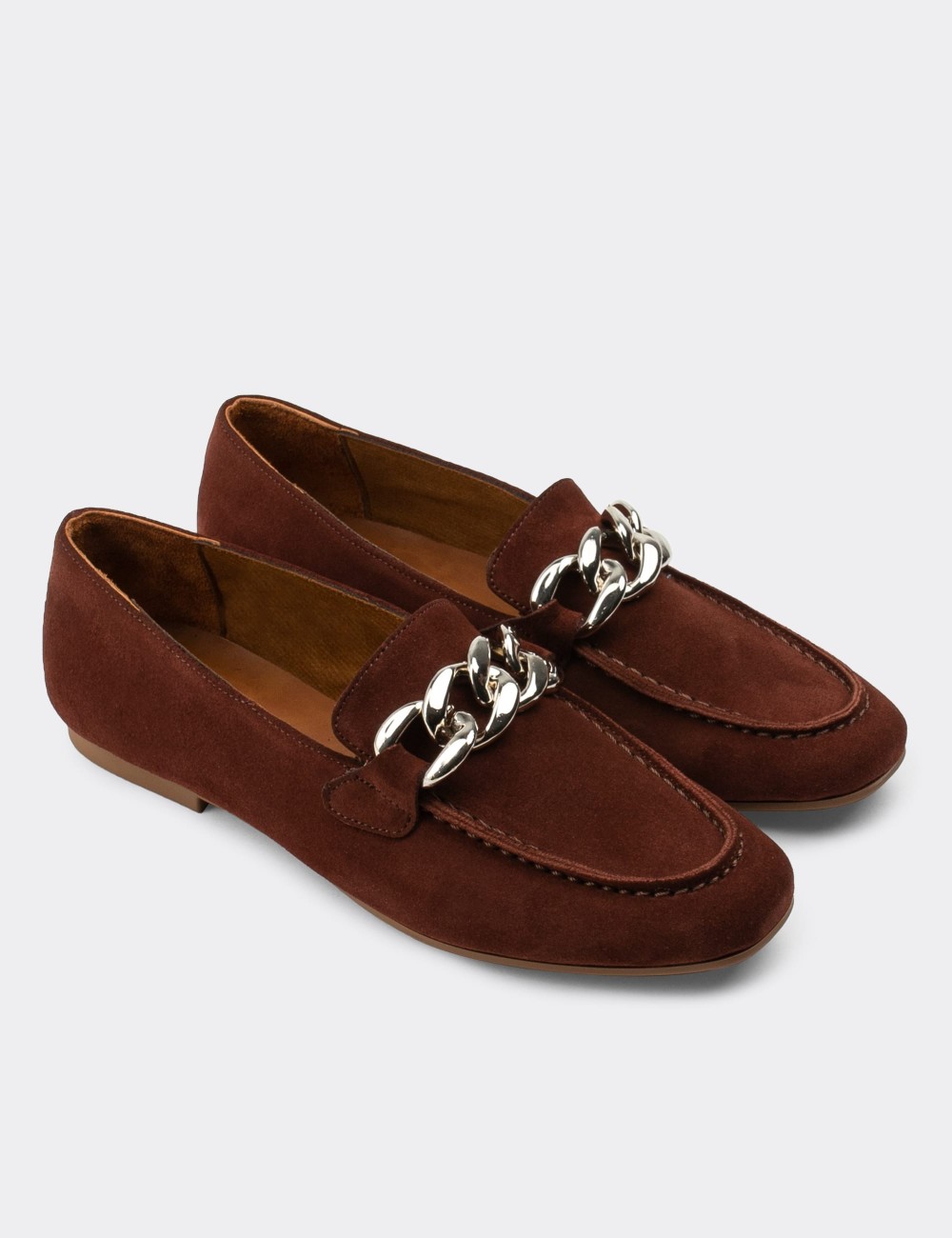 Brown Suede Leather Loafers - 01915ZKHVC01