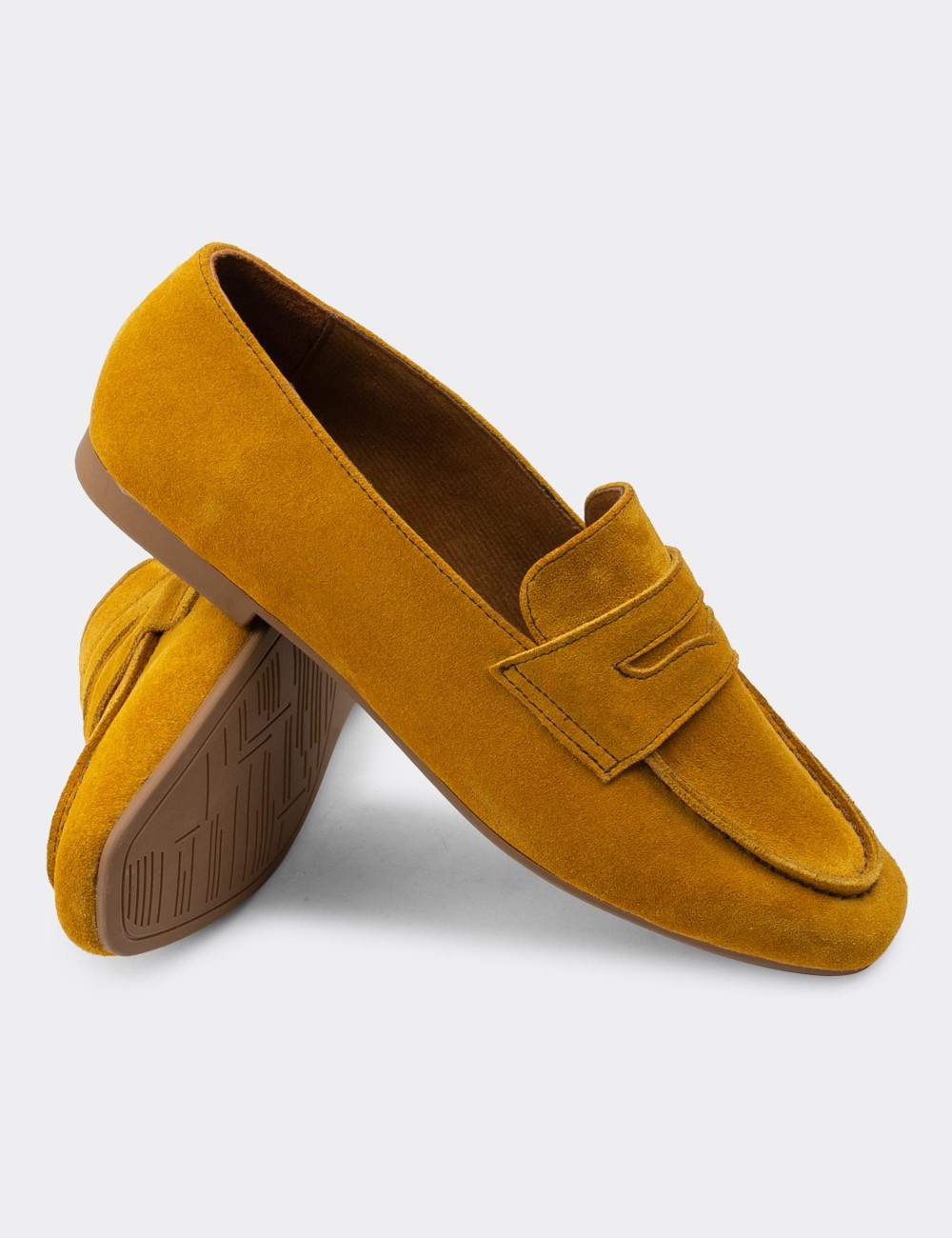 Yellow Suede Leather Loafers - 01914ZSRIC01
