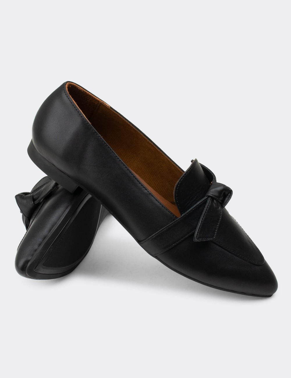 Black  Leather Loafers - 01898ZSYHC01