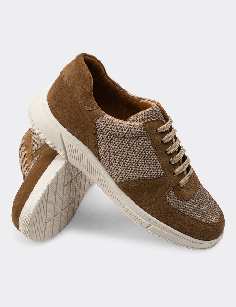 Tan Suede Leather Sneakers - 01860MTBAC01
