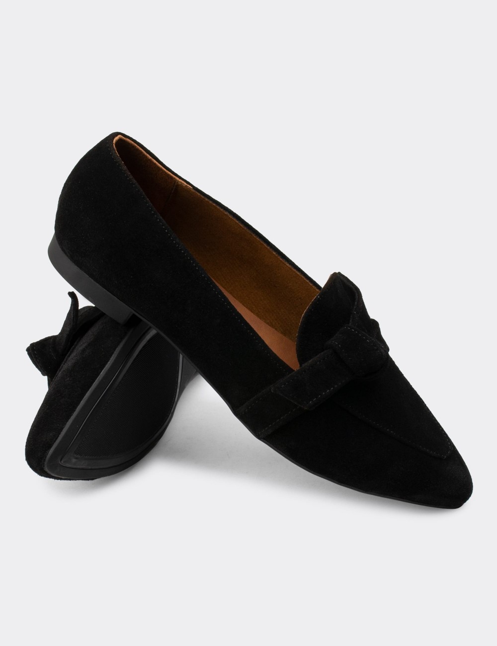 Black Suede Leather Loafers - 01898ZSYHC02
