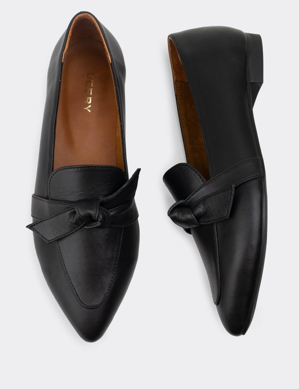 Black  Leather Loafers - 01898ZSYHC01