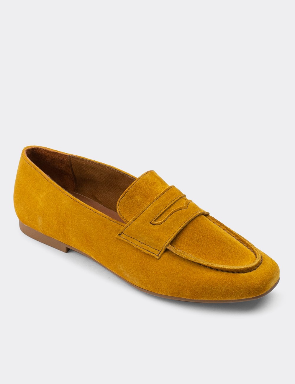 Yellow Suede Leather Loafers - 01914ZSRIC01