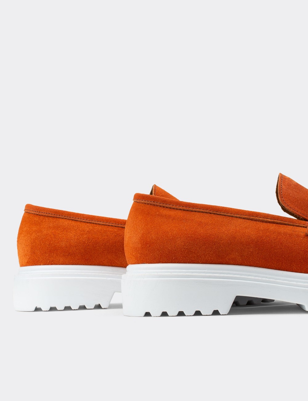 Orange Suede Leather Loafers - 01902ZTRCP01