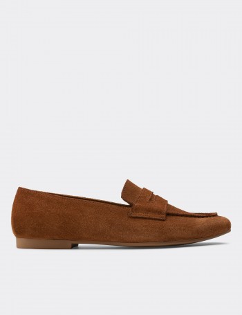 Tan Suede Leather Loafers - 01914ZTBAC01
