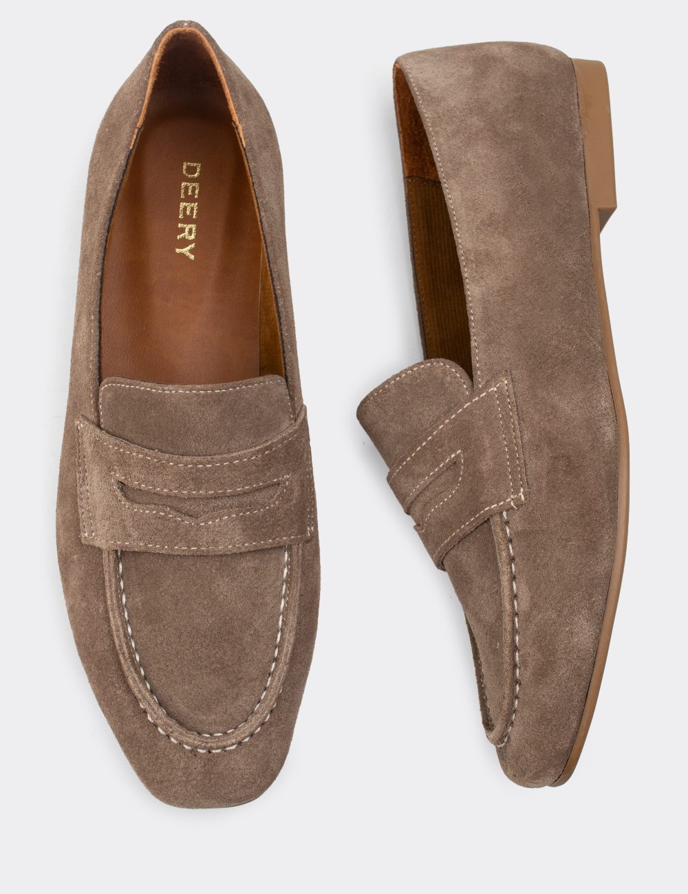 Sandstone Suede Leather Loafers - 01914ZVZNC01
