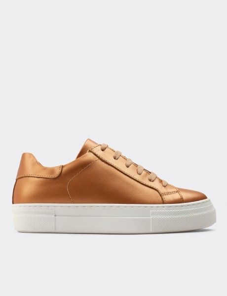 Bronze  Leather Sneakers