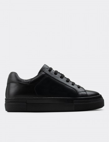Black  Leather Sneakers - Z1681ZSYHC01