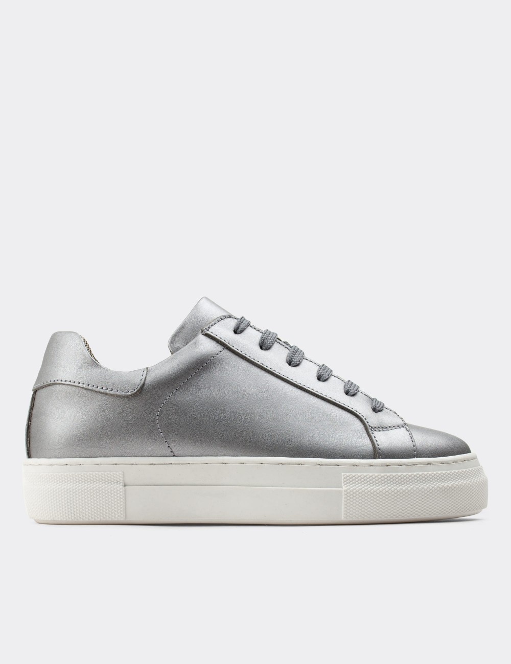 Gray  Leather Sneakers - Z1681ZGRIC01