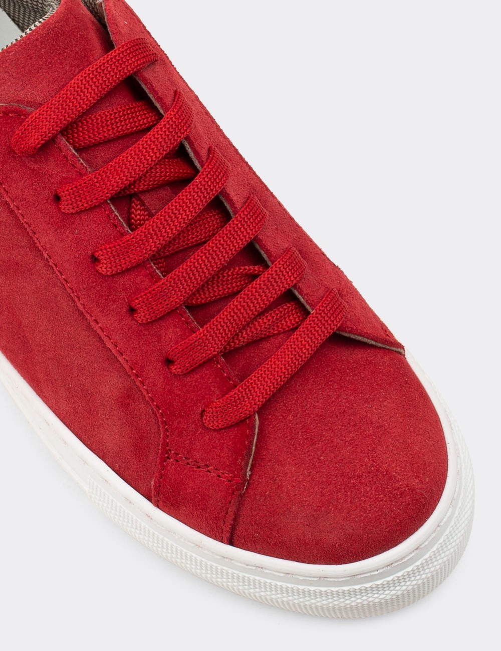 Red Suede Leather Sneakers - Z1681ZKRMC01