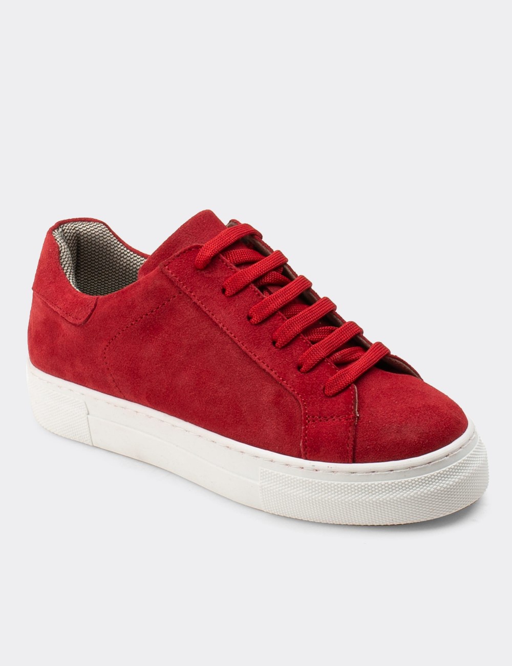 Red Suede Leather Sneakers - Z1681ZKRMC01