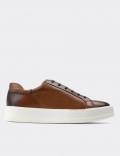 Tan  Leather Lace-up Shoes