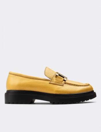 Yellow  Leather Loafers - 01902ZSRIP02