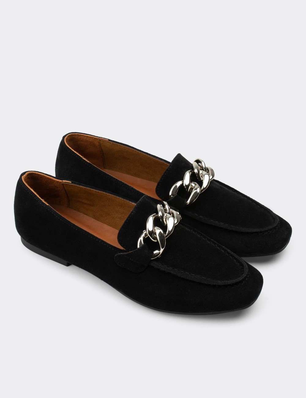 Black Suede Leather Loafers - 01915ZSYHC01