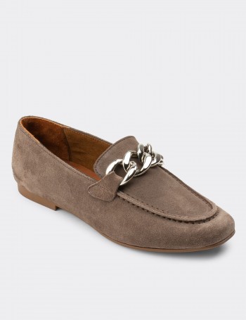 Sandstone Suede Leather Loafers - 01915ZVZNC01