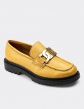 Yellow  Leather Loafers