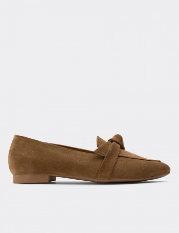 Tan Suede Leather Loafers - 01898ZTBAC01