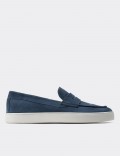 Blue Suede Leather Loafers