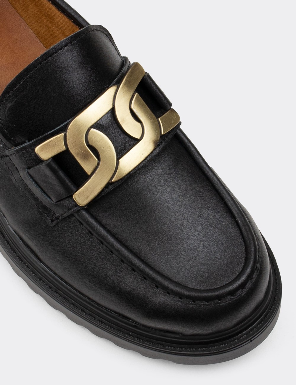 Black  Leather Loafers - 01902ZSYHP03