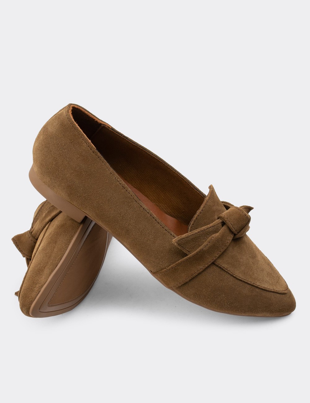 Tan Suede Leather Loafers - 01898ZTBAC01