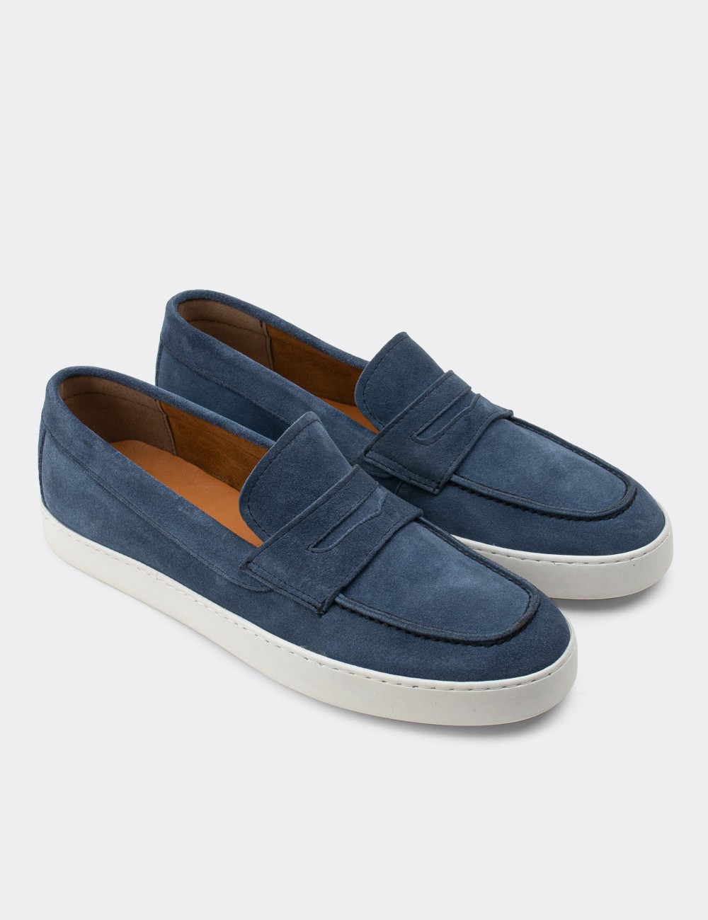 Blue Suede Leather Loafers - 01870MMVIC01