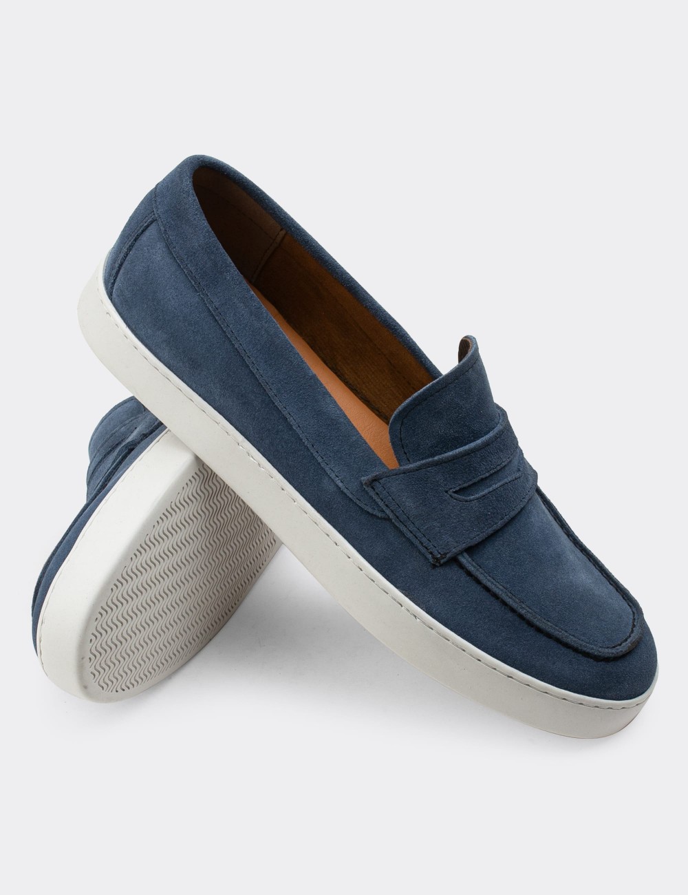 Blue Suede Leather Loafers - 01870MMVIC01