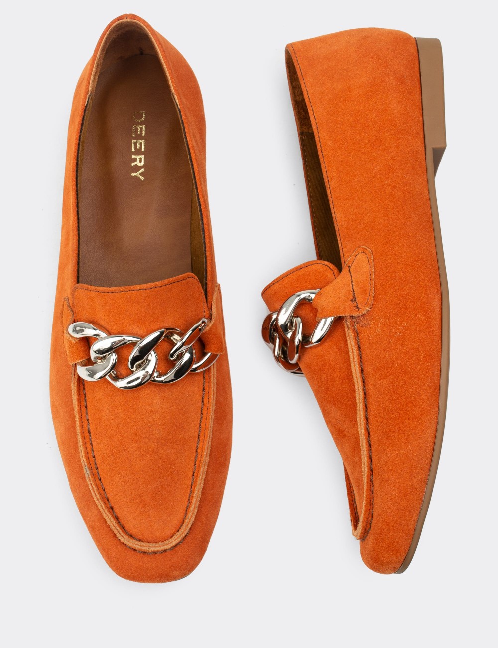 Orange Leather Loafers - Deery