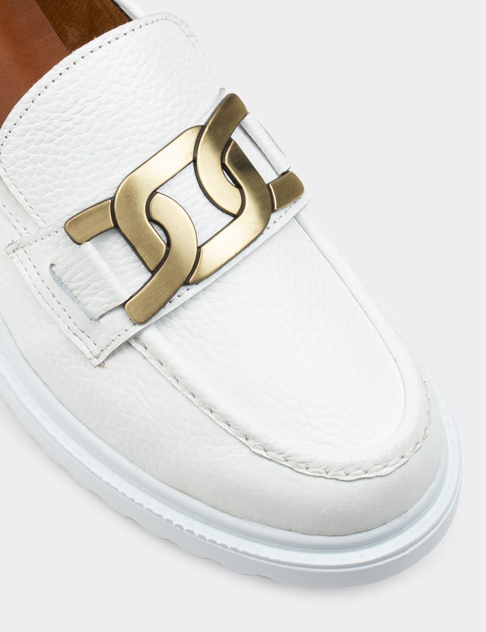 White  Leather Loafers - 01902ZBYZP01
