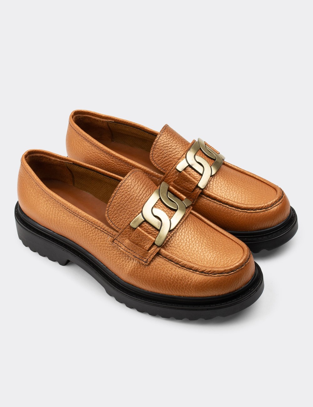 Bronze  Leather Loafers - 01902ZBRNP01