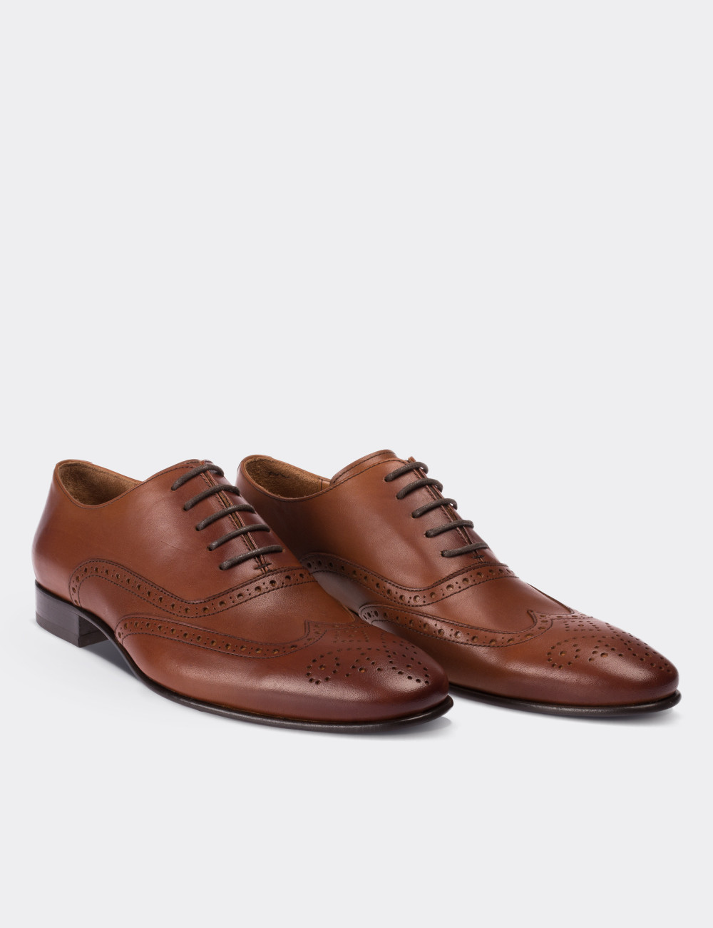 Tan  Leather Classic Shoes - 01785MTBAK01