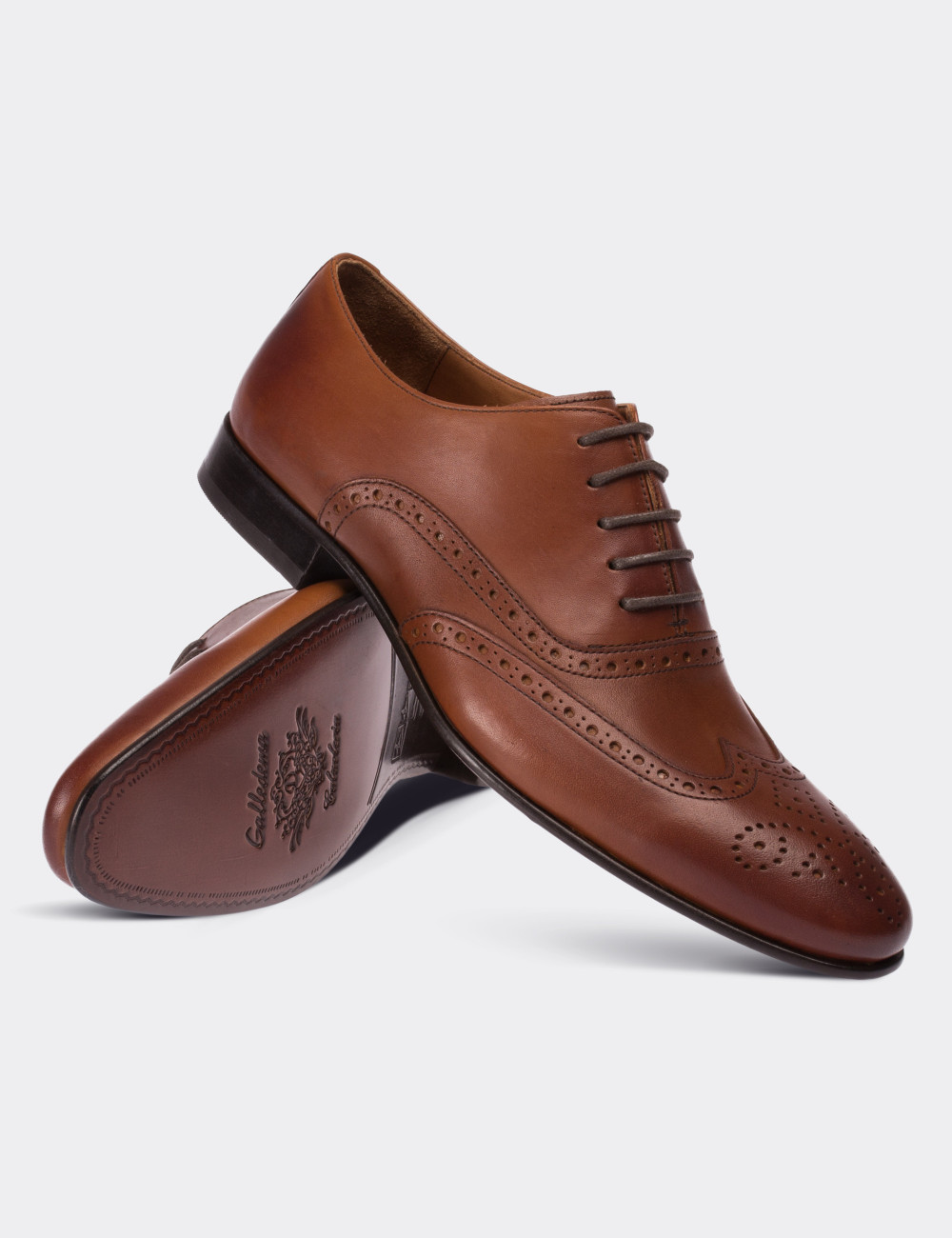 Tan  Leather Classic Shoes - 01785MTBAK01