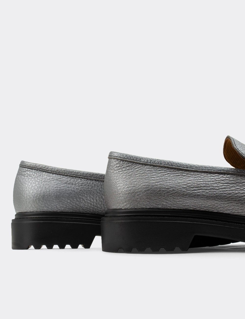 Gray  Leather Loafers - 01902ZGRIP01