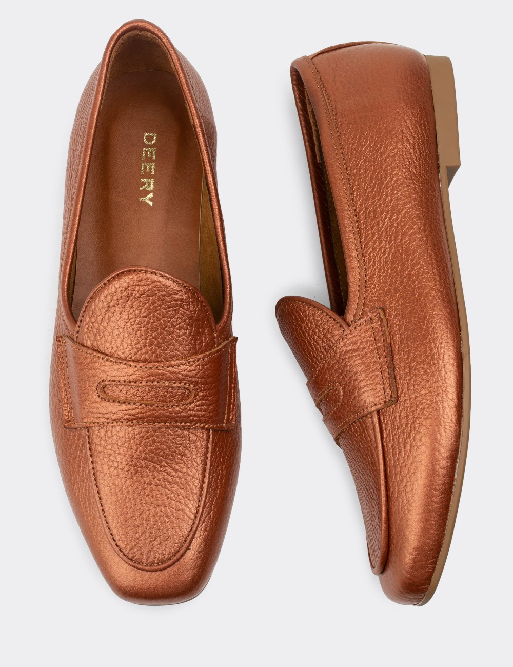 Copper  Leather Loafers - 01910ZBKRC01