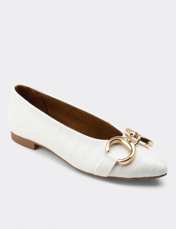 White  Leather Loafers - 01916ZBYZC01