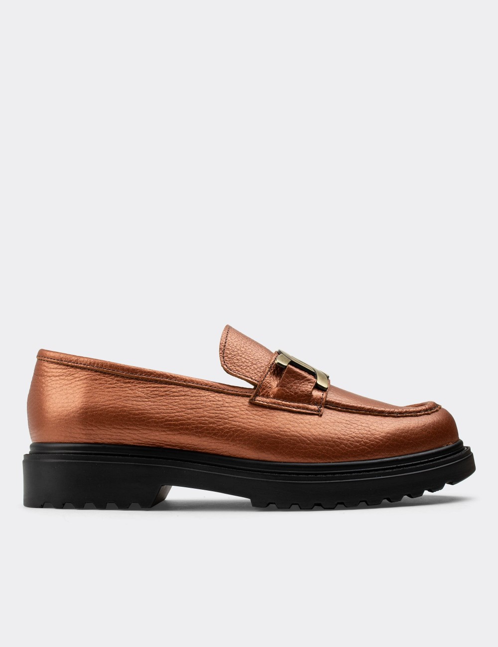 Copper  Leather Loafers - 01902ZBKRP01