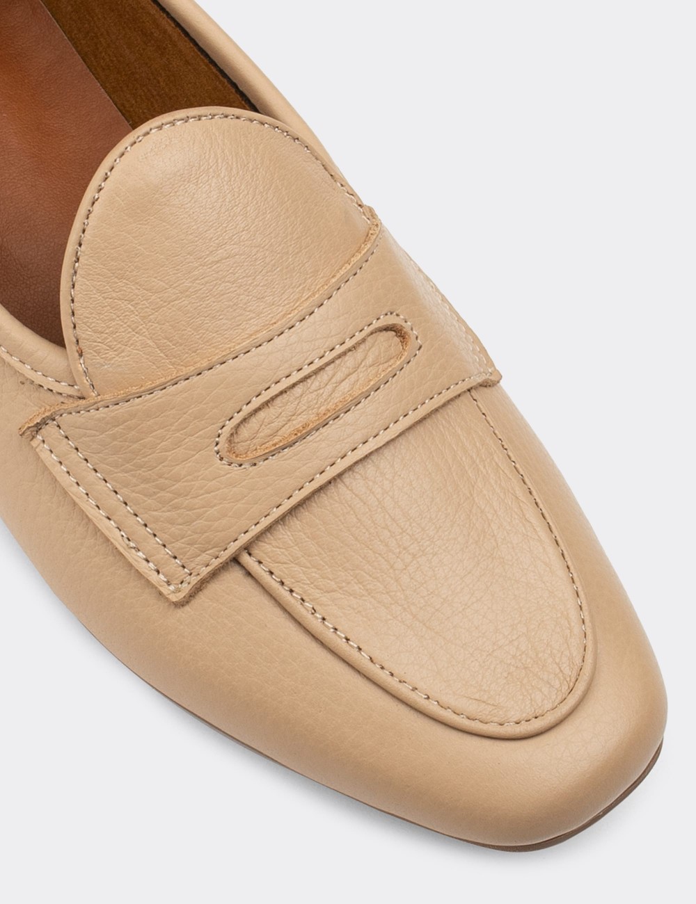 Beige  Leather Loafers - 01910ZBEJC01