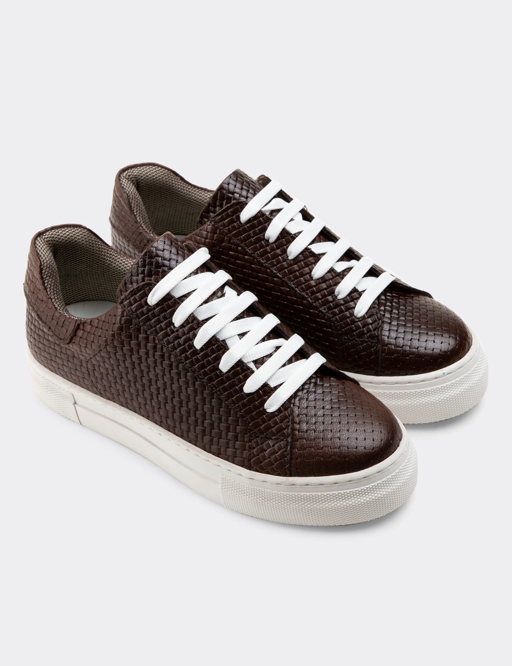 Brown  Leather Sneakers - Z1681ZKHVC02