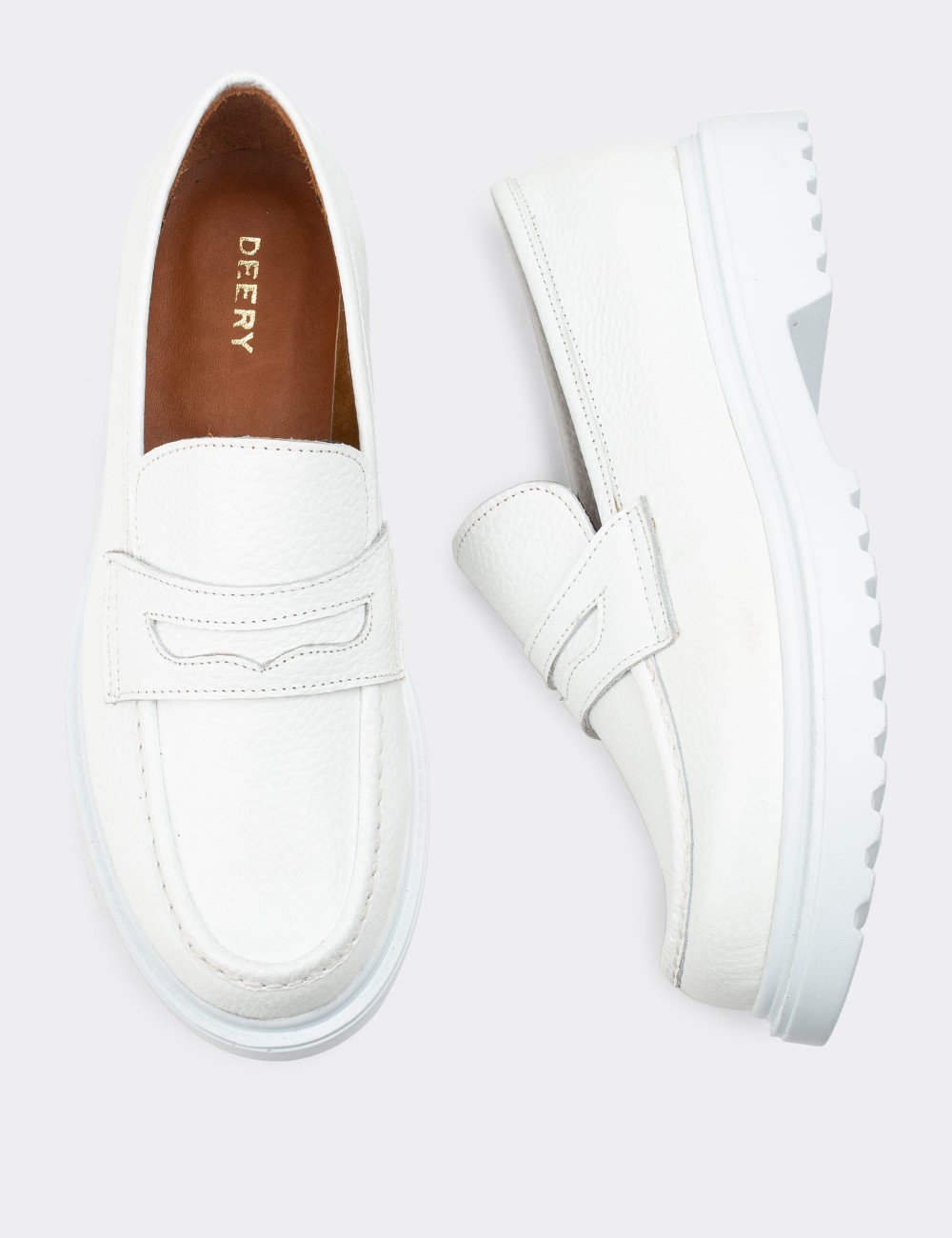 White  Leather Loafers - 01903ZBYZP01