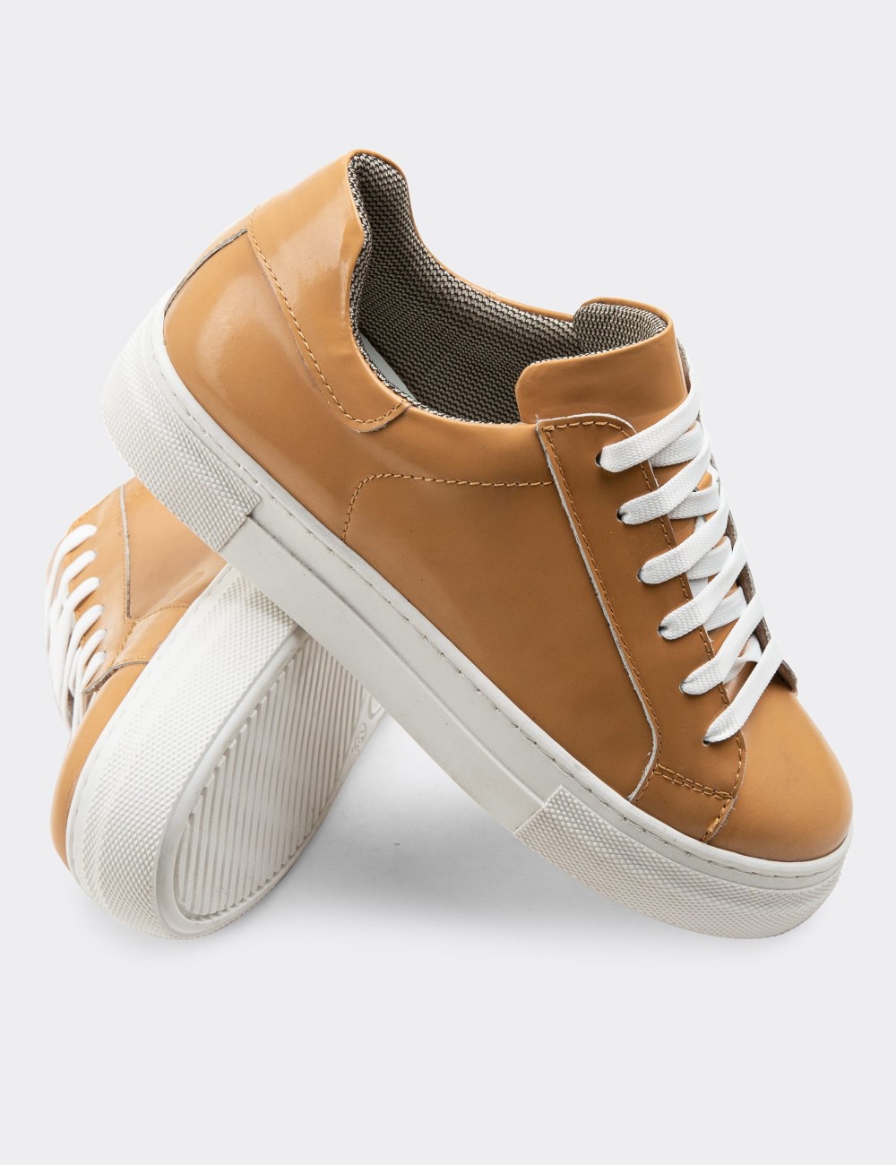 Camel  Leather Sneakers - Z1681ZCMLC01