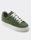 Green Suede Leather Sneakers